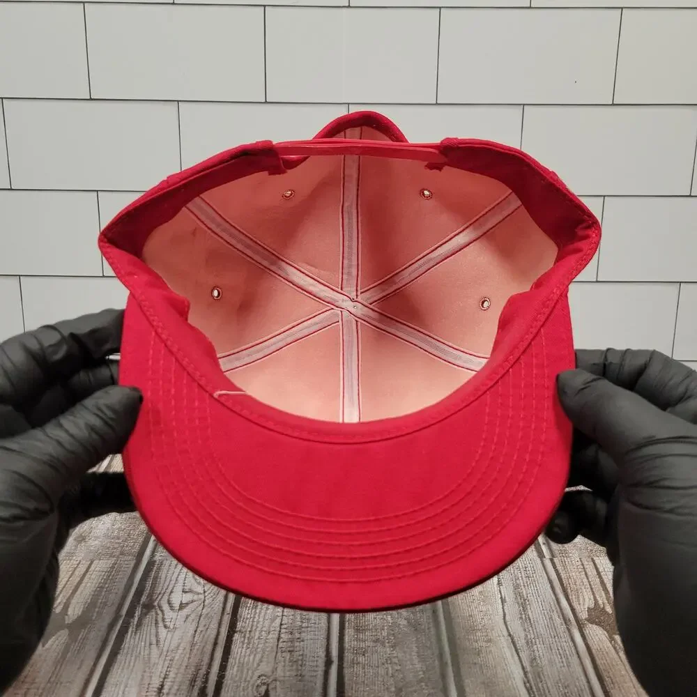 Vintage USA Auctioneers K-Products Snapback Hat Red Made in USA Promo Cap